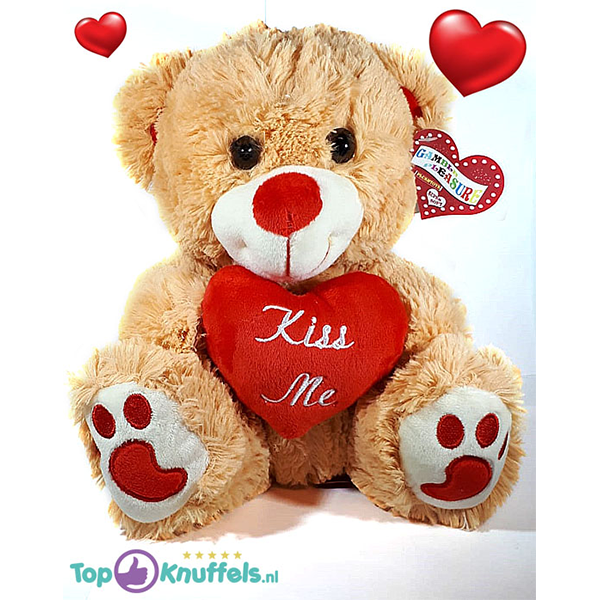geboorte In de genade van Kapper Valentijn Lichtbruine Teddybeer met rood hart 32 cm kopen? Topknuffels.nl
