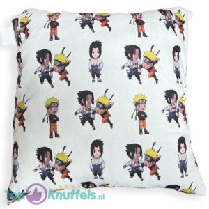 Naruto & Sasuke Cartoon Pluche Kussen Wit 38 x 38 cm