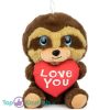 Luiaard Bruin met Love You Rood Hart Pluche Knuffel 30 cm