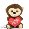 Aap Bruin met Love You Rood Hart Pluche Knuffel 30 cm