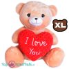 Teddybeer Bruin met Rood Hart “I Love You” Pluche Knuffel XL 70 cm