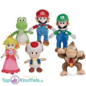Super Mario Set van 6 Pluche Knuffel 21 cm (Mario - Luigi - Yoshi - Peach - Toad - Donkey Kong)