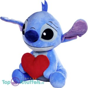 Stitch met Hart - Lilo & Stitch Disney Pluche Knuffel XL 60 cm