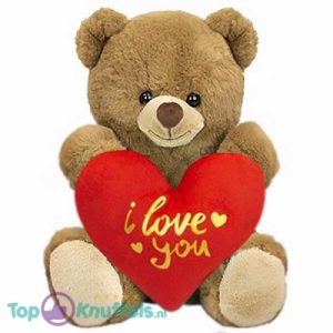 Teddybeer Tubby Bruin met Rood Hart Pluche Knuffel 30 cm