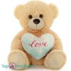 Teddybeer Tubby Beige met Turquoise Hart Pluche Knuffel 30 cm