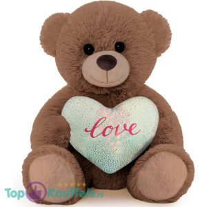 Teddybeer Tubby Bruin met Turquoise Hart Pluche Knuffel 30 cm