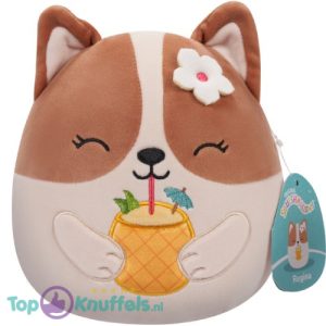 Squishmallows Regina Bruin en Wit Corgi Pluche Knuffel 20 cm