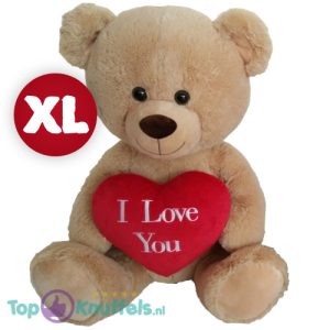 Teddybeer met Rood Hart "I Love You" Pluche Knuffel XXL 70 cm