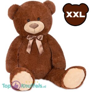 Teddybeer met Strik Pluche Knuffel (Bruin) XXL 130 cm