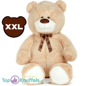 Teddybeer met Strik Pluche Knuffel (Beige) XXL 130 cm