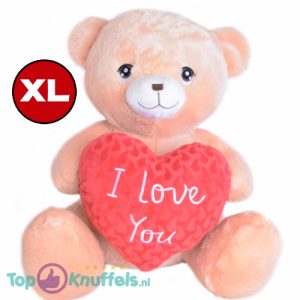 Teddybeer met Rood Hart “I Love You” Pluche Knuffel XL 70 cm