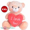 Teddybeer Bruin met Rood Hart “I Love You” Pluche Knuffel XXL 110 cm