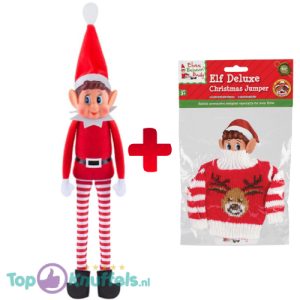 The Naughty Elf (Ondeugende Kerstelf) Pluche Knuffel 30 cm + Rendier Kerstrui