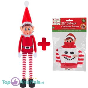 The Naughty Elf (Ondeugende Kerstelf) Pluche Knuffel 30 cm + Sneeuwpop Kerstrui