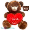 Teddybeer Donkerbruin met Rood Hart “I Love You” Pluche Knuffel XXL 110 cm