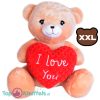 Teddybeer Bruin met Rood Hart “I Love You” Pluche Knuffel XXL 110 cm