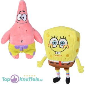 Spongebob Squarepants + Patrick Ster Pluche Knuffel Set 21 cm