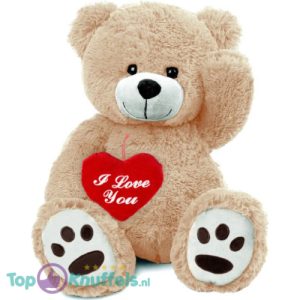 Teddybeer Charlie Pluche Knuffel XXL 100 cm + I Love You Rood Hart Liefdes Pluche Knuffel 20 cm