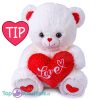 Teddybeer Lily (Wit met Rood Hart Love) Pluche Knuffel 25 cm