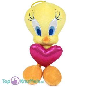 Tweety met Roze Hart - Looney Tunes Pluche Knuffel 20 cm