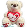 Knuffelbeer Sandro met Hart en Strik Pluche Teddybeer Knuffel 28 cm - Wit