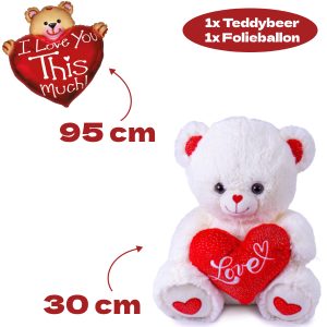 Teddybeer Lily Pluche Knuffel 30 cm + Ballon met Beer 95 cm