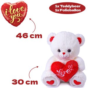 Teddybeer Lily Pluche Knuffel 30 cm + Ballon Love Goud 46 cm