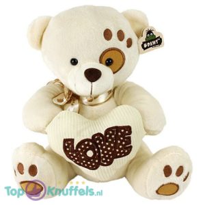 Teddybeer Mimi Wit met Hart Pluche Knuffel 22 cm