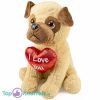 Mopshond met Hart I Love You Pluche Knuffel Hond 30 cm