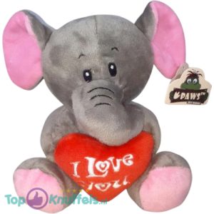 Olifant met Hart I Love You Pluche Knuffel 23 cm