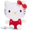 Hello Kitty Zittend (Rood/Wit) Pluche Knuffel 17 cm