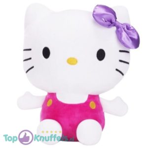 Hello Kitty Zittend (Roze/Wit) Pluche Knuffel 17 cm