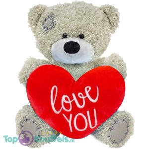 Teddybeer Mila Grijs met Rood Hart Pluche Knuffel 28 cm