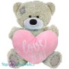 Teddybeer Mila Grijs met Roze Hart Pluche Knuffel 28 cm