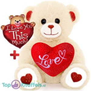 Teddybeer Lily Pluche Knuffel 30 cm + Ballon met Beer 95 cm