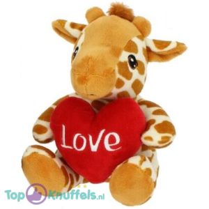 Giraffe met Rood Hart Love Pluche Knuffel 20 cm