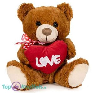 Teddybeer Bruin met hart Love Pluche Knuffel 30 cm