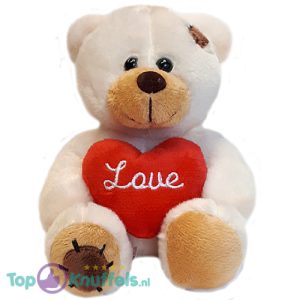 Teddybeer Nora Wit met Hart Pluche Knuffel 15 cm