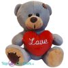 Teddybeer Nora Grijs met Hart Pluche Knuffel 15 cm