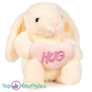 Konijn Beige met Hart Hug Pluche Knuffel 30 cm