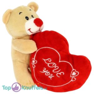 Teddybeer Staand met Rood Hart Pluche Knuffel 20 cm