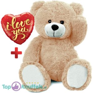 Teddybeer Charlie Pluche Knuffel XXL 100 cm + Ballon Love Goud 46 cm