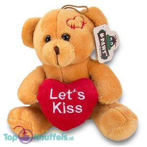 Teddybeer Daisy Pluche Knuffel met Hart (Let's Kiss) 20 cm